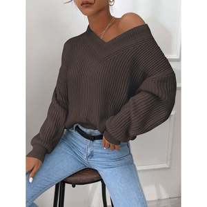 Suéter con estampado bordado y manga larga con cuello en V para mujer con cinturón - Product Image 4