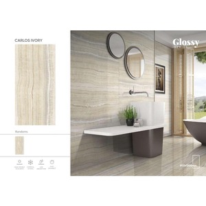 Crema Italia 600x1200mm Carreaux de sol en porcelaine polie brillante Carreaux muraux en céramique d'intérieur design arabe - Product Image 6