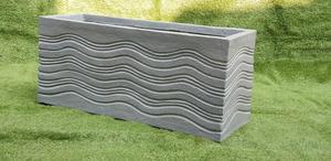 <b>Square</b> Classic Wave Design Handcrafted Hand Carved FRP Planter <b>Pot</b> Lightweight Unbreakable Floor Outdoor/Indoor Use - Product Image 3