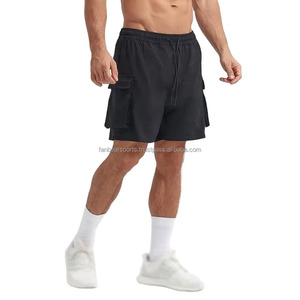 Shorts de sport pour hommes personnalisés à séchage rapide, noirs, avec cordon de serrage et logo, fournisseur OEM d'articles de sport, dernier design - Product Image 3