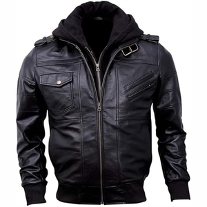 Veste en cuir véritable sur mesure, prix d'usine, veste en cuir de mouton du Pakistan, vente en gros, mode masculine, noire, marque personnalisée - Product Image 6