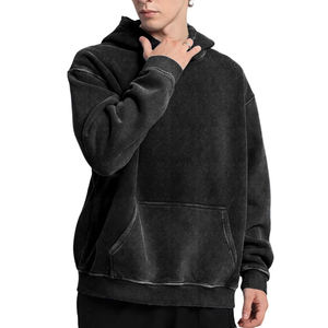 Sweat à capuche surdimensionné noir lavé Vintage personnalisé pour hommes populaires pull à manches longues décontracté avec sweat à capuche avec poche kangourou pour hommes - Product Image 5