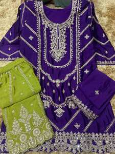 Nuevo bordado 3 piezas diseñador étnico Gharara Kurti Set Readymade Georgette Sharara para ocasiones especiales estilo de mujer - Product Image 5