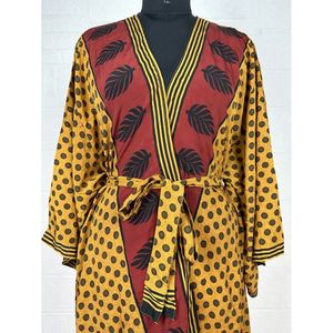 Vintage Silk Riya Short Kimono Lightweight Boho <b>Robe</b> Perfect <b>Beach</b> Coverup for Her Recyclable Swimsuit Accessory Soft Breathable - Product Image 2