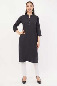 100% Pure Cotton Black Women's Ready-to-Wear Casual Stretchable Kurti Izzu International <b>Low</b> Price for Sale Garment Apparel. - Product Image 4