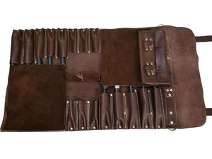 Sac organisateur de couteaux en cuir durable pour une utilisation en cuisine avec fermeture sécurisée, couleur et logo personnalisables, haute qualité - Product Image 2