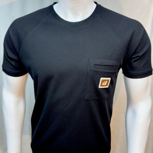 Camiseta acanalada de manga corta informal Premium para hombre, 260g, tejido de punto de poliéster/algodón con bolsillo en el pecho - Product Image 1