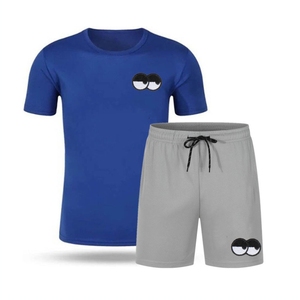 Ensemble T-shirt et short pour homme 100% coton personnalisé deux pièces Ensemble été grande taille respirant anti-boulochage - Product Image 3