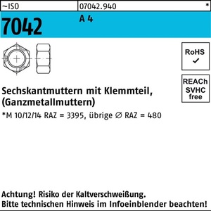 ISO 7042 M16 A4 น็อตหกเหลี่ยมแบบหนีบ แพ็ค 100 ชิ้น - Product Image 1