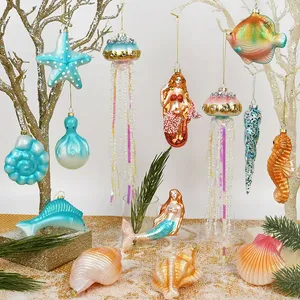 ガラスクラゲのクリスマスの装飾品ガラス沿岸のクリスマスの装飾品ビーチをテーマにしたクリスマスの装飾品をぶら下げ
