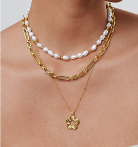 สินค้ามาใหม่สำหรับผู้หญิงดีไซน์เนอร์เครื่องประดับสร้อยคอจี้ดอกไม้ที่มีเอกลักษณ์พร้อมเสน่ห์ชุบทันสมัยสไตล์คลาสสิก - Product Image 3