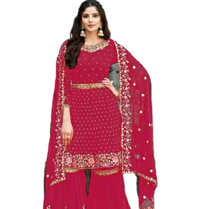 <b>Presenting</b> High Quality Sharara Suit High Quality Faux Georgette for Women Indian & Pakistani Clothing - Product Image 1