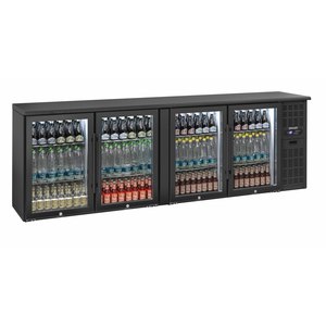 Réfrigérateur à vin et boissons avec 4 portes vitrées et design élégant - Product Image 1