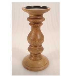 <b>Black</b> <b>Polished</b> Small Size Solid Wood Pillar Candle Holder for Home Living Room Table Top Decoration Use Solid Wood Pillar Holder - Product Image 5