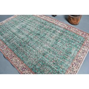 Tapis turc vintage 5.9x8.8ft laine tissage plat support en Latex vert Beige Patchwork motif pour décorations de couloir de salon - Product Image 4