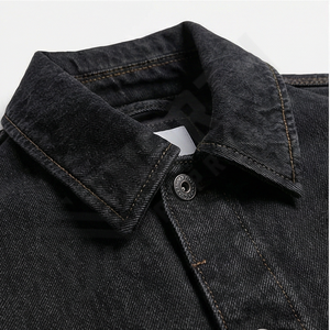 <b>Men's</b> <b>Black</b> <b>Denim</b> <b>Jacket</b> Classic Button Up Casual Outerwear Stylish Streetwear Slim Fit Coat Durable Workwear Fashion Jean - Product Image 4