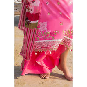 Traje Salwar Kameez de 3 Piezas en Algodón Rosa sin Costuras para Mujer con Dupatta, Ropa Étnica Pakistaní para Ocasiones Especiales - Product Image 5