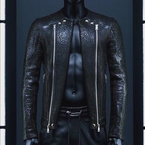2026 Customized High Quality PU <b>Leather</b> Men's <b>Winter</b> Solid Stand Collar Breathable Eco-Friendly Fashionable High Street <b>Jacket</b> - Product Image 3