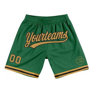 Industrie Direct Engro Sportswear Basketball Shorts Custom Kelly Green Old Gold-Black Authentic Throwback Basketball Shorts - Product Image 1