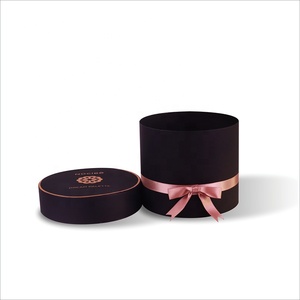 black cardboard cylinder packaging paper tube packaging ribbon luxury tube <b>packing</b> with <b>box</b> - Product Image 3
