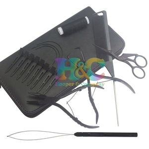 <b>Hair</b> Kits Commercial Use Free Logo New <b>Hair</b> Extension Tools Kit Loop Hook Clips <b>Box</b> Shape Needles Stainless Steel Plier logo - Product Image 2