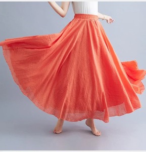 Saia กระโปรงยาวผ้าลินินคอตตอนสีทึบแฟชั่นสำหรับผู้หญิงกระโปรงยาวทรงหลวมแนวฮาราจูกุหรูหราสำหรับผู้หญิง - Product Image 4