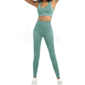 Conjunto de yoga con logotipo personalizado para mujer Material transpirable de secado rápido Cierre de cintura elástica Patrón sólido Frente Nuevo diseño Precio al por mayor - Product Image 2