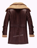 Blouson aviateur en cuir et peau de mouton pour homme, style gothique punk, décontracté, col rabattu, coupe classique