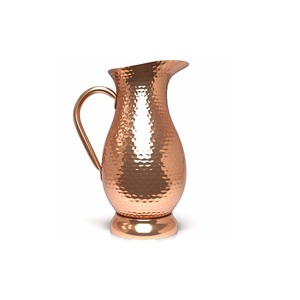 Cruche en cuivre pur fini lisse de haute qualité avec couvercle pour servir l'eau à la maison - Product Image 2