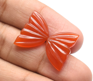 22X14 MM Natural Rojo Onyx Mariposa Tallas Pares Mano 16,25 CTS Tallado Ágata Roja Piedra Preciosa Para Fabricación de Joyas - Product Image 3