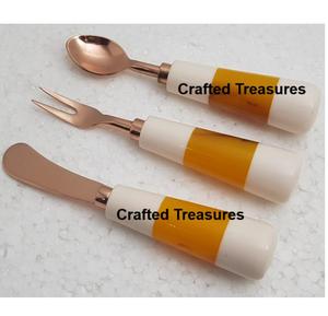 Juego de queso de lujo con mango de resina multicolor, acero inoxidable Chapado en bronce, accesorios de cocina para restaurante, utensilio - Product Image 1