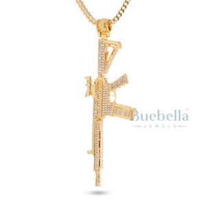 Collier Homme M4 Plaqué Or 18K Pendentif Moissanite Style Hip Hop Glacé Bling Chaîne Tendance pour Streetwear Collier Tendance - Product Image 2