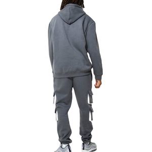 ชุดกีฬาสำหรับผู้ชายชุดวอร์มผ้าคอตตอนผ้าโพลีเอสเตอร์ไม่มีลายพิมพ์โลโก้ตามสั่ง - Product Image 2