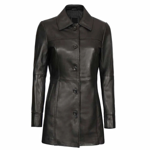 Abrigos de Cuero Genuino Casuales y Transpirables para Mujer, Diseño Vintage a Prueba de Viento con Logotipo, Venta al Por Mayor - Product Image 1