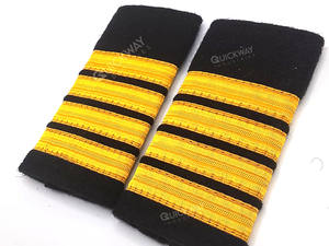 Épaulettes de style aviateur, deux bandes dorées, noir, accessoire uniforme pour costume et exposition - Product Image 2