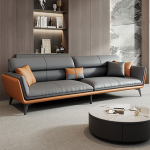 โซฟาหนังสามที่นั่งสไตล์โมเดิร์นสไตล์เรียบง่ายสำหรับธุรกิจสำนักงานโรงแรมโรงเรียนการรับหรือใช้ในบ้าน - Product Image 1