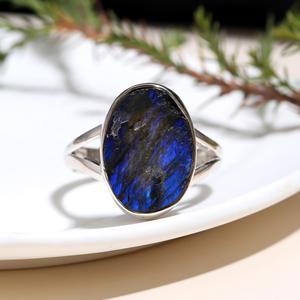 Elegante anillo de bodas clásico de Plata de Ley 925 con piedras preciosas de labradorita, joyería de alta calidad para fiestas de aniversario, corte ovalado - Product Image 5