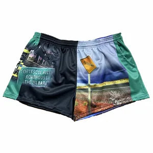 New Designer Custom Sublimation Men'S Rugby Footy Shorts Unisex Shorts With Pockets 100% Polyester Australian Rugby Shorts