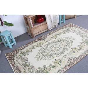 พรมขนาด 3.7x6.7 ฟุต, พรมวินเทจตุรกี, พรมลายตารางสีเขียวน้ำตาล - Product Image 3