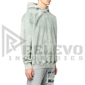 Sweat à capuche décontracté pour homme, teinture délavée à l'acide, couleur unie, haute qualité, 100% coton molletonné, séchage rapide, respirant, idéal pour le printemps - Product Image 5