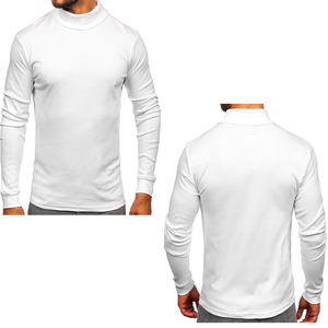 Camiseta de Cuello Alto de Manga Larga Informal para Hombre, Cálida para Invierno, Antibolitas, de Poliéster/Algodón, Corte Regular, Forrada para Otoño, de Alta Calidad - Product Image 5