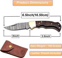 Couteaux de poche pliants en acier damas faits à la main Offre Spéciale personnalisés avec manche en bois en cuir beaux pour le camping en plein air Support OEM