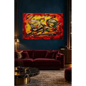 Fida Red Yellow Brush Stroke Coffee Cups <b>Canvas</b> Print - Product Image 5