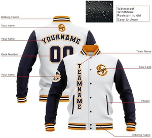 Custom Logo <b>White</b> Varsity <b>Jacket</b> for <b>Men</b> Zipper Letter Print Striped Long Sleeve Streetwear Baseball Front Logo <b>men's</b> <b>jackets</b> - Product Image 4