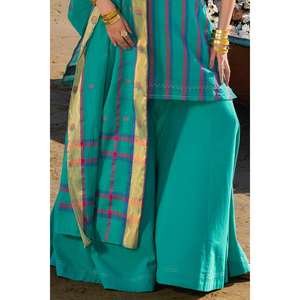 Traje de Mujer de 3 Piezas, Corte Holgado, Sin Costuras, Verde, Bordado, para Uso Diario, Top con Bordado Elegante - Product Image 1