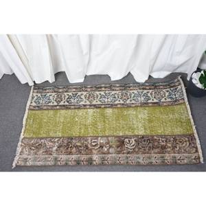 Vintage 2,1X3,8 pieds vert marron laine jonc de mer tapis classique turc grande surface Rectangle couloir Patchwork Latex pour la décoration de la chambre - Product Image 1