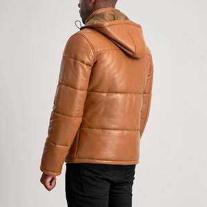 Chaqueta acolchada de cuero moderna para hombre, prendas de vestir exteriores de invierno cálidas acolchadas, ropa de calle de moda con sensación suave y cómoda - Product Image 2