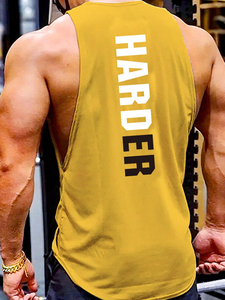 Custom Logo Quick Dry Polyester Spandex Knitted Gym <b>Singlets</b> for <b>Men</b> Sporty Casual Style Breathable Plain Tank Tops Plus Size - Product Image 6