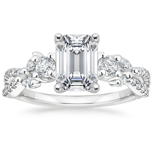 Juego de anillos de diamantes de moissanita clásica, banda de vid intrincada, detalle de hoja de cuentas, anillos de boda de compromiso finos de plata 925 para fiestas - Product Image 3