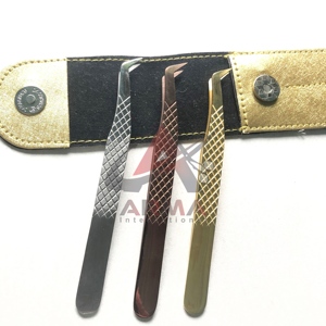 Pinzas de extensión de pestañas de acero inoxidable sostenible de alta calidad de Color Plasma pinzas de pestañas de volumen probadas a mano logotipo personalizado - Product Image 1